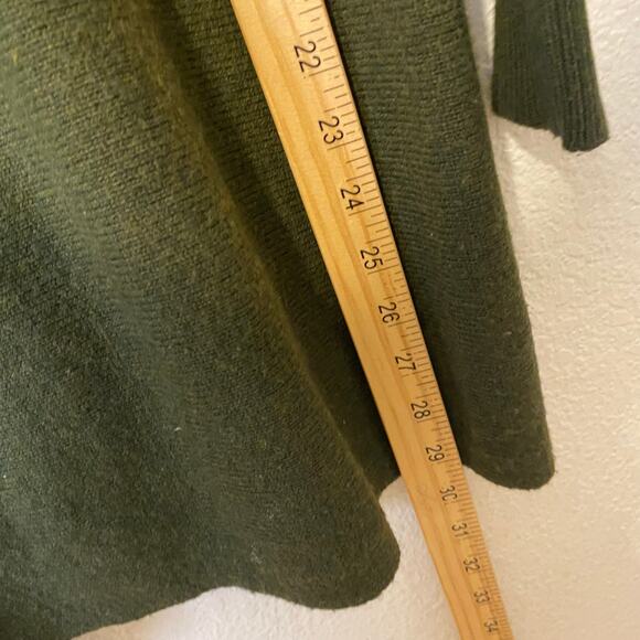 J Crew Green Crewneck Tie Asymmetric Hem Long Sweater Size Small Oversized - Picture 5 of 9